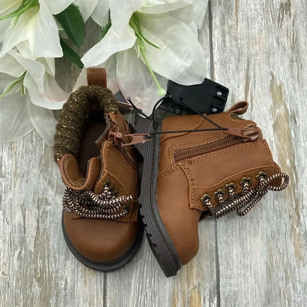 Baby Girl Sweater Knit Ankle Boot Moto Shoes Size 2